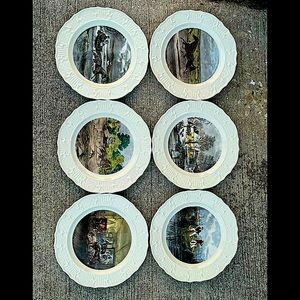 Antique “Currier & Ives” hand crafted and painted fire 🔥 kiln Collector Plates